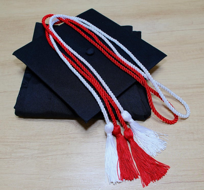 UIALECG Double Graduation Honor Cords - Red and White,68" Long - Image 3